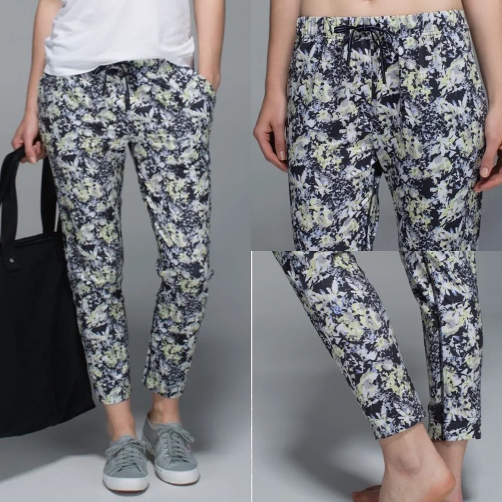 Lululemon Jet Crop Luxtreme Slim Pants: Crosscourt Petal Black Clarity Yellow